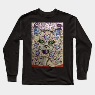 colorful abstract cat Long Sleeve T-Shirt